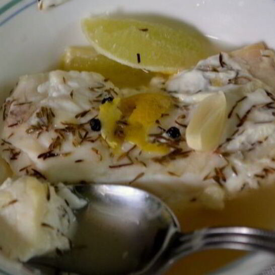 Рецепт палтуса в лимонно-тимьянном бульоне