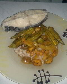 Перловка с бамией и бананом