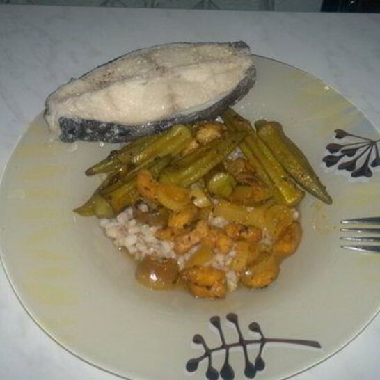 Рецепт перловки с бамией и бананом