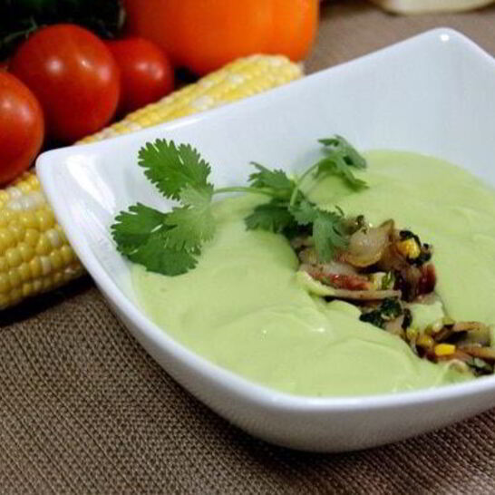 Рецепт холодного супа из авокадо с начинкой