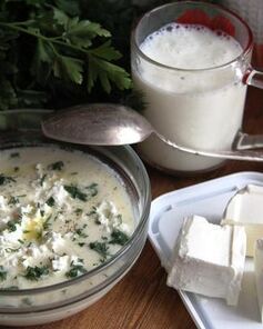 Молочный рисовый суп с брынзой