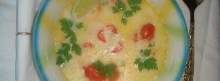 молочный суп по-тайски с курочкой, креветками и помидорчиками черри. Шаг 8