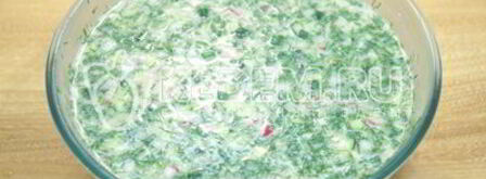 окрошка классическая с колбасой. Шаг 8