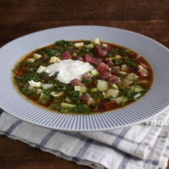 Рецепт окрошки мясной на квасе