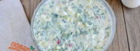 окрошка на кефире с крапивой и мятой. Шаг 9