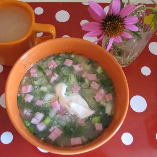 Рецепт окрошки на сыворотке с хреном