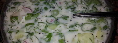 окрошка на турецком айране и минералке с горчицей. Шаг 4