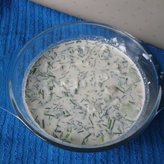 Рецепт окрошки на воде с уксусом и майонезом