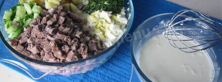 окрошка на воде с уксусом и майонезом. Шаг 9