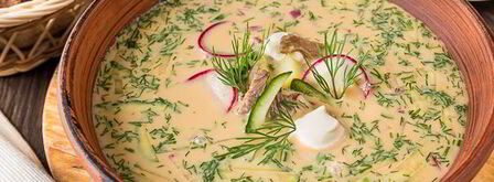 окрошка с говядиной на квасе. Шаг 13