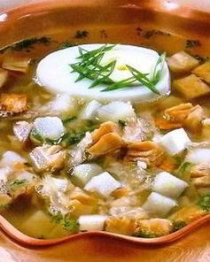 Окрошка с грибами и горчицей