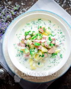 Окрошка с колбасой на воде