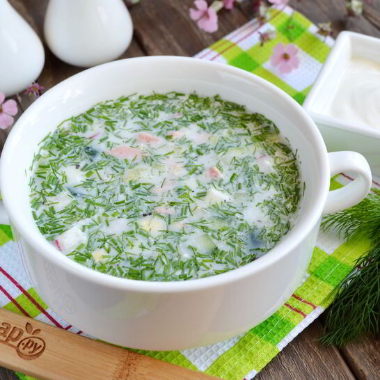 Рецепт окрошки с колбасой