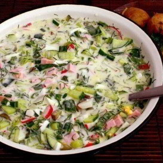 Рецепт окрошки с редисом и свежей зеленью