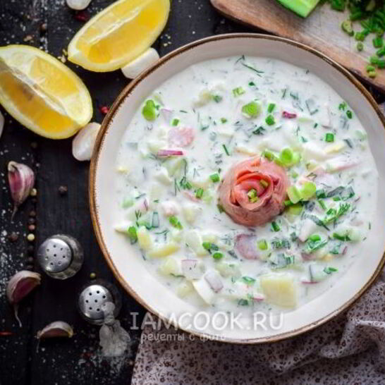 Рецепт окрошки с рыбой