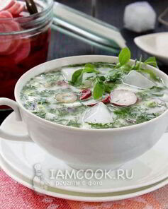 Вегетарианская окрошка на кефире и минералке