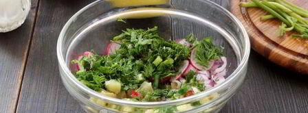 вегетарианская окрошка на кефире и минералке. Шаг 7