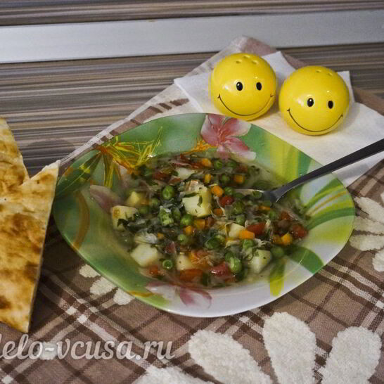 Рецепт овощного супа с зеленым горошком