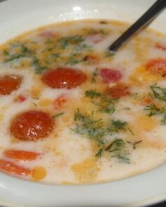 Суп из форели с плавленным сыром и овощами