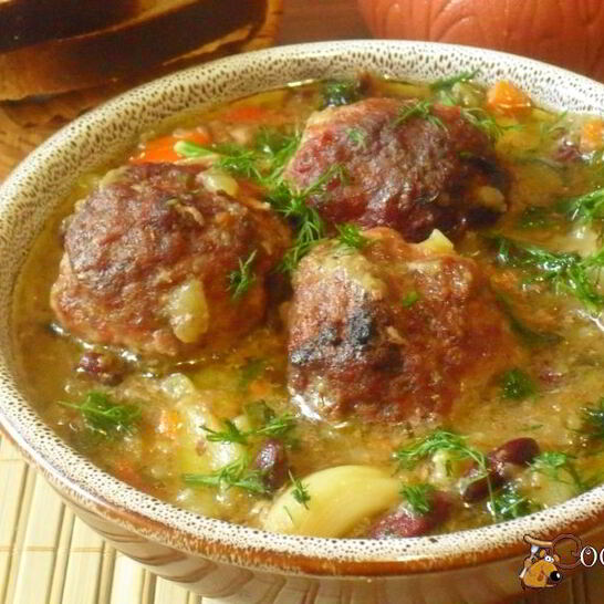 Рецепт запеченного овощной суп с мясными фрикаделями