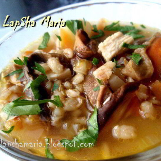 Рецепт грибной похлебки с перловкой и курицей