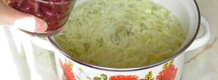 постные щи с фасолью, консервированной и капустой. Шаг 7