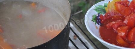 вкусный суп шурпа на костре в казане. Шаг 8