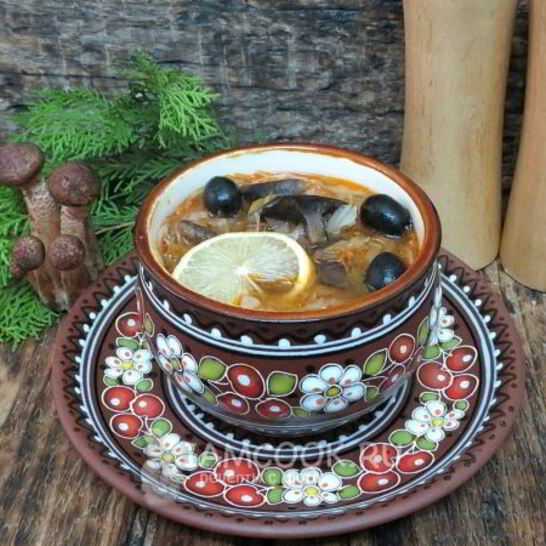 Рецепт постной солянки с грибами и капустой