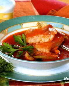 Рыбная солянка с шампиньонами