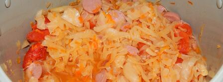 солянка из капусты с сосисками в мультиварке. Шаг 9