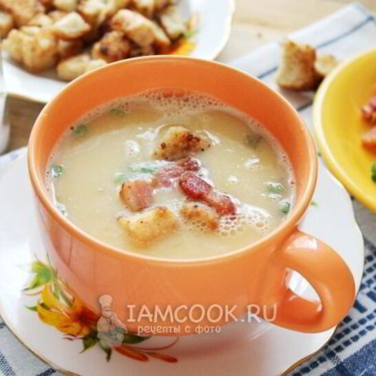 Рецепт горохового супа-пюре с варено-копченой грудинкой