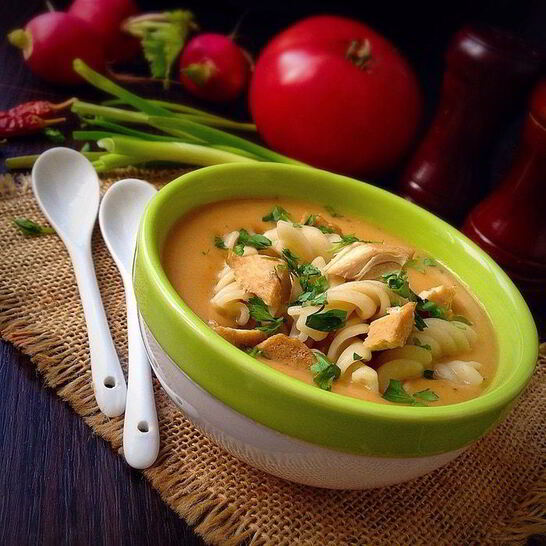 Рецепт куриного супа-пюре с макаронами