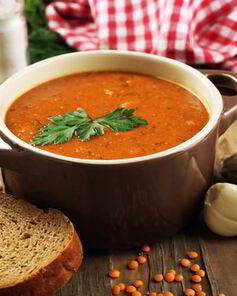 Суп-пюре из чечевицы с овощами