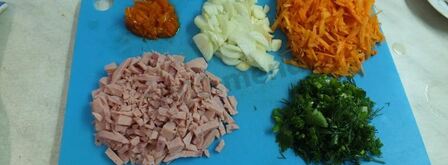 суп-пюре с ветчиной и яйцом. Шаг 3