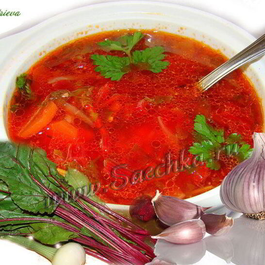 Рецепт свекольника с ботвой и баклажанами