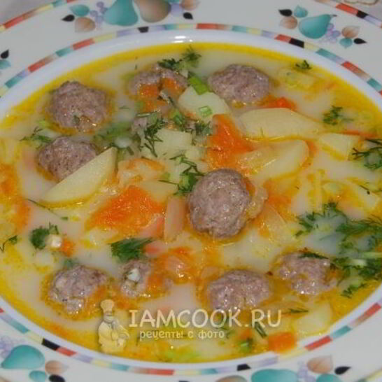 Рецепт сырного супа с фрикадельками