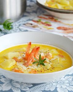 Сырный суп с креветками