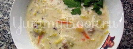 сырный суп с луком пореем в мультиварке. Шаг 7