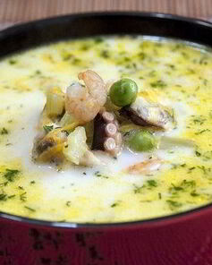 Сырный суп с морепродуктами