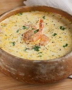 Сырный суп с морковью и креветками