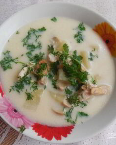 Сырный суп с мясом