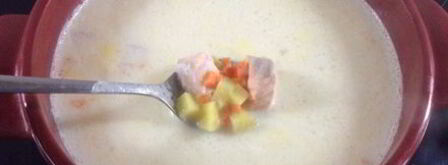 сырный суп с семгой и креветками. Шаг 8