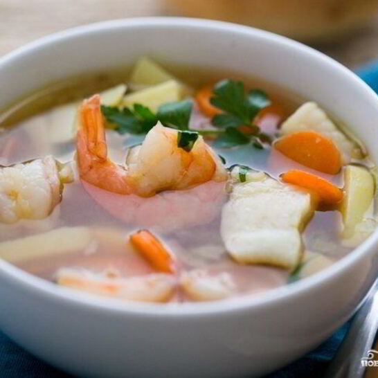 Рецепт ухи с креветками