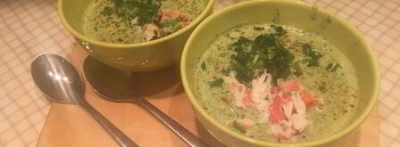 зеленый крем-суп с крабом. Шаг 6