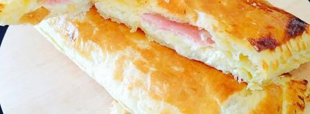 слоеный хачапури с ветчиной. Шаг 7