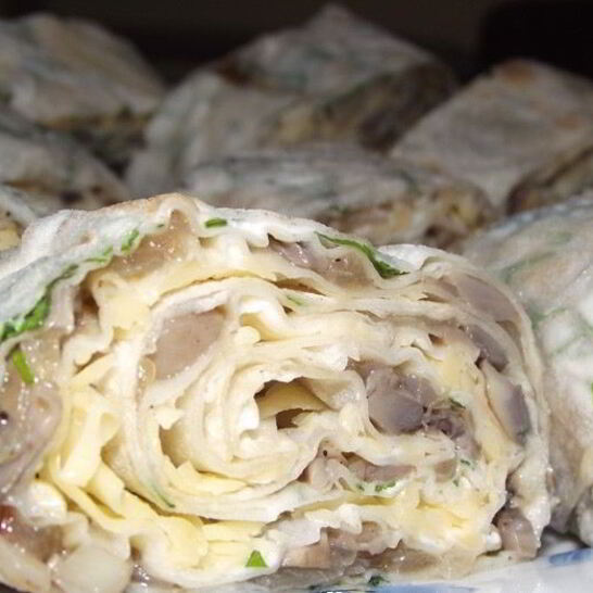 Рецепт лаваша с грибами и сыром