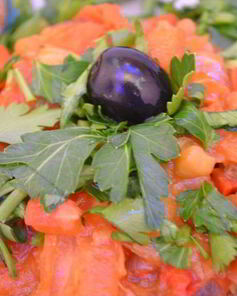 Ржаные лепешки с овощным рагу