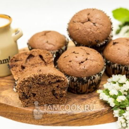 Рецепт шоколадных маффинов с шоколадными каплями