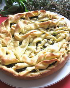 Пирог из заварного теста с грибами