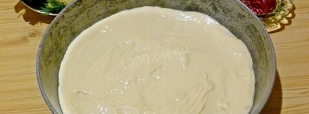 пицца на жидком тесте со свининой, помидорами и перцем. Шаг 9